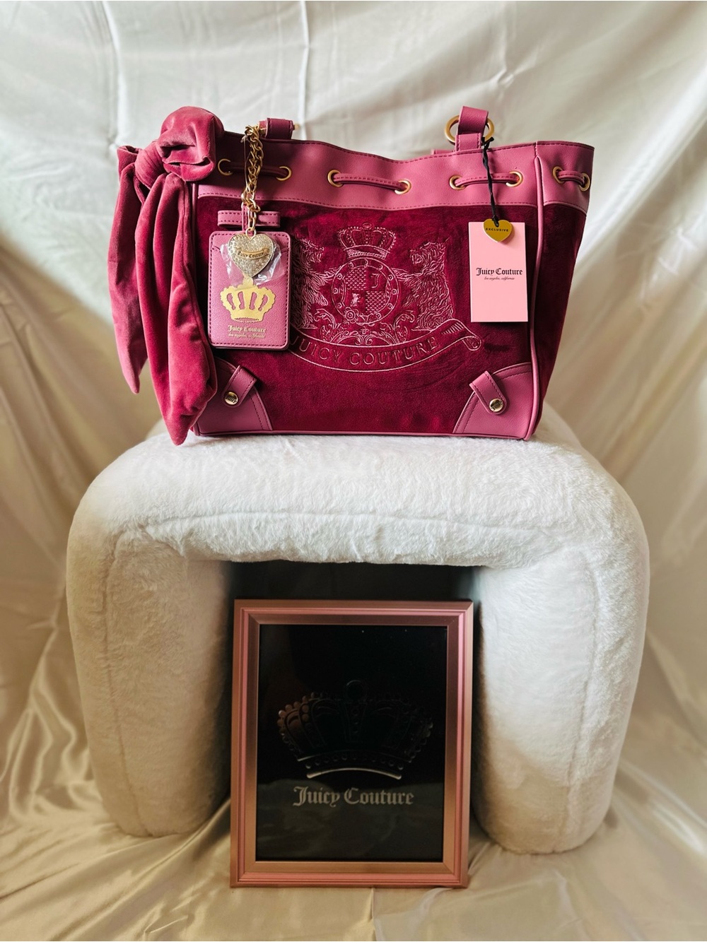 JUICY COUTURE CLASSIC SCOTTIE DOGS TOTE  COLOR CRANBERRY JUICY/CH 💎